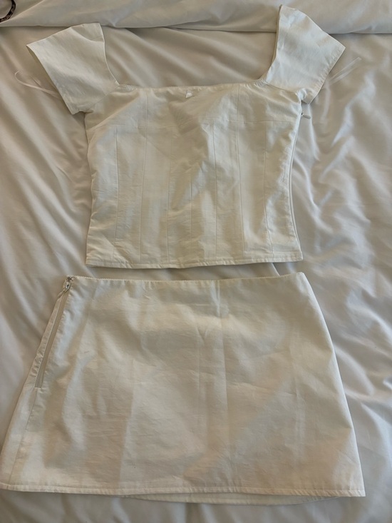 Dairy Boy Dresses & Skirts - Dairy Boy rare White Two-Piece Corset Top & Mini Skirt Set size xs